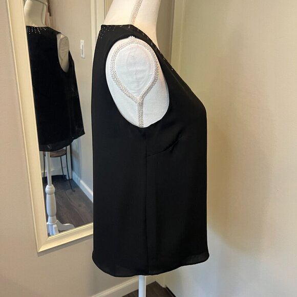 BCBGMaxAzria Black Joline Studded Crisscross Sleeveless Blouse, Size Small - Picture 9 of 15